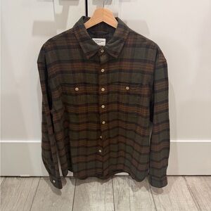 American Eagle Outfitters Green and Brown Plaid Shirt